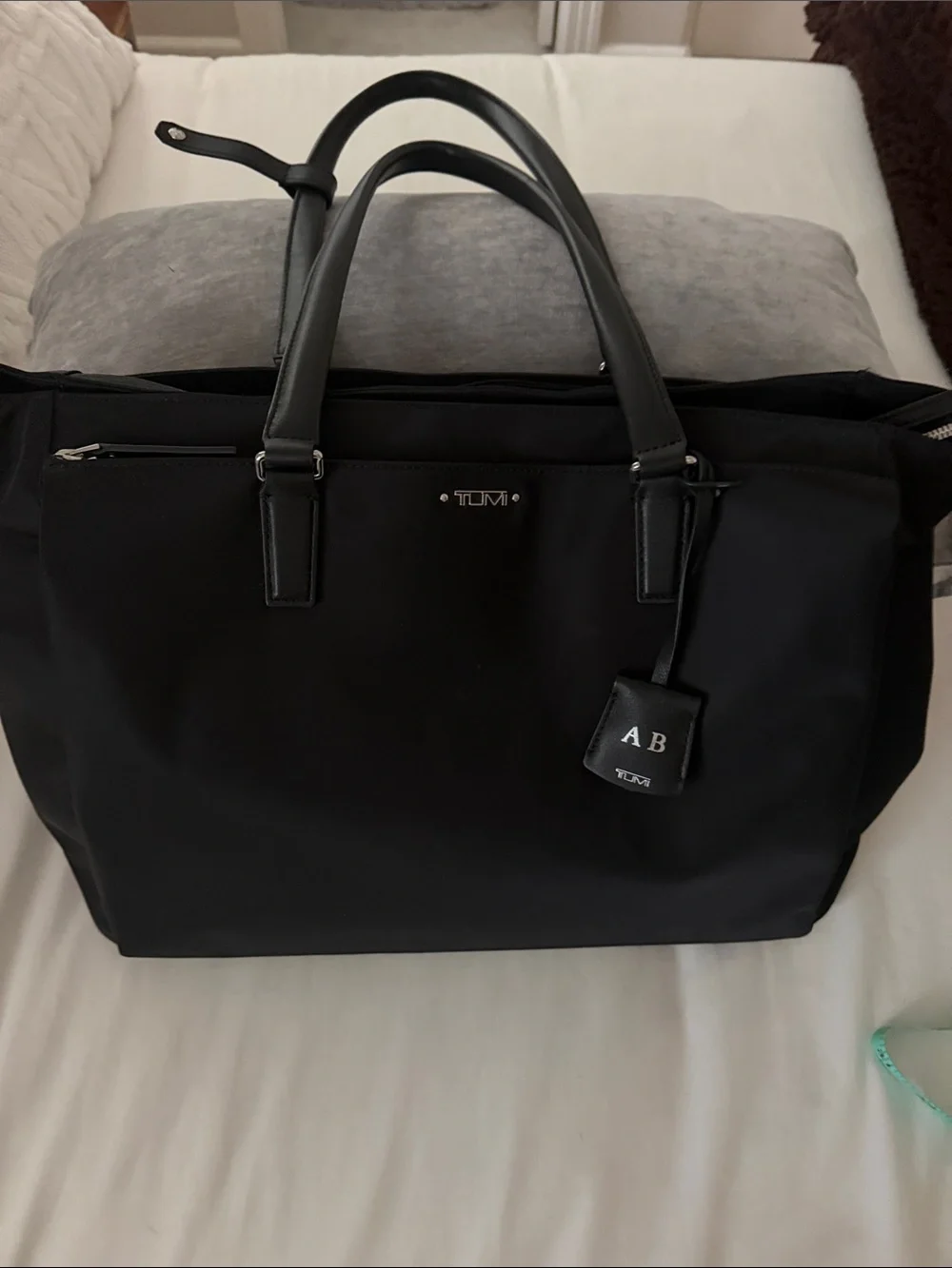 Tumi Black Nylon Laptop Brief with Leather Trim